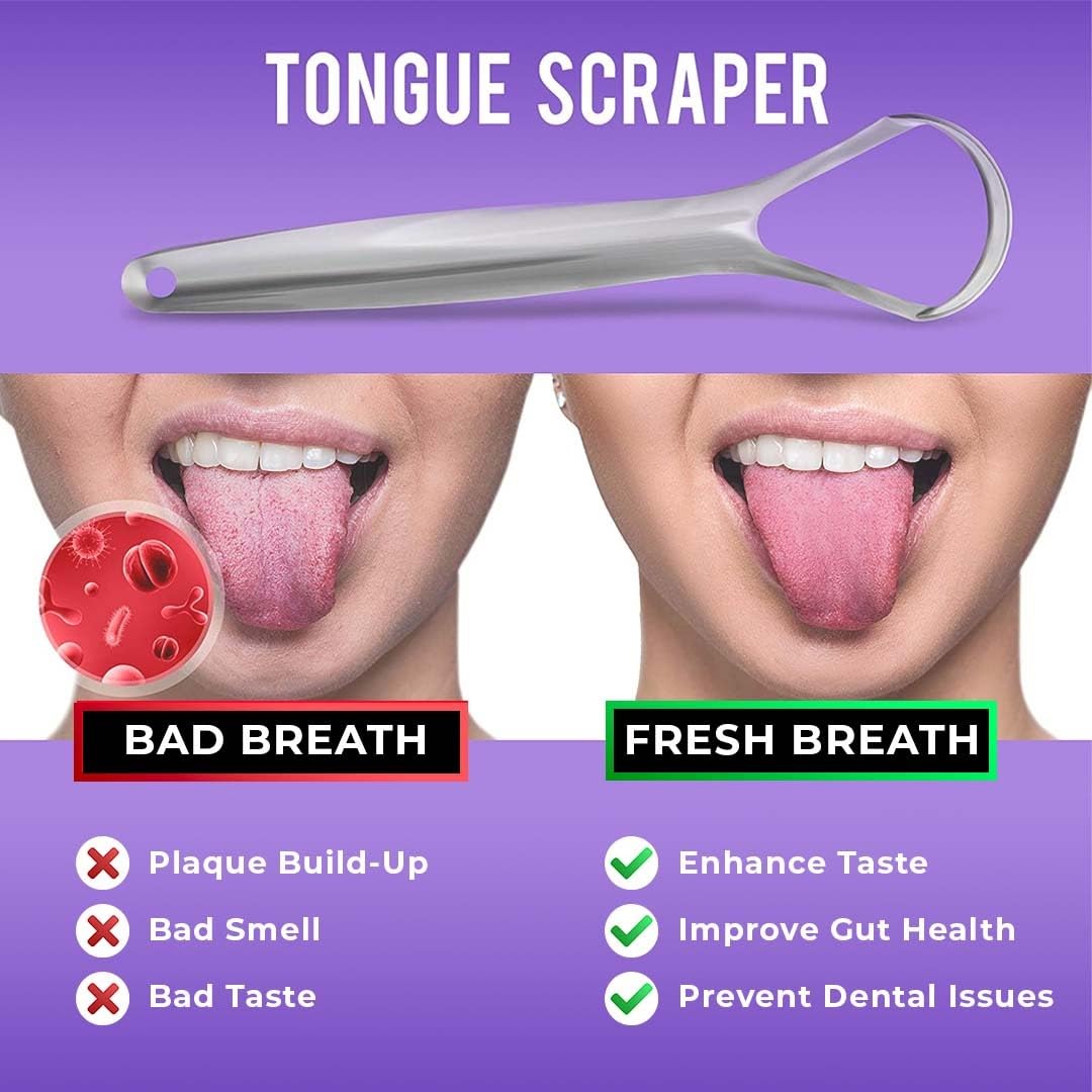BASIC CONCEPTS Tongue Scraper for Adults (2 Pack), Reduce Bad Breath - Image 2