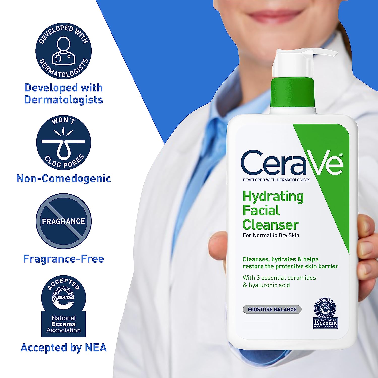 CeraVe Hydrating Facial Cleanser | Moisturizing Non-Foaming Face Wash - Image 3