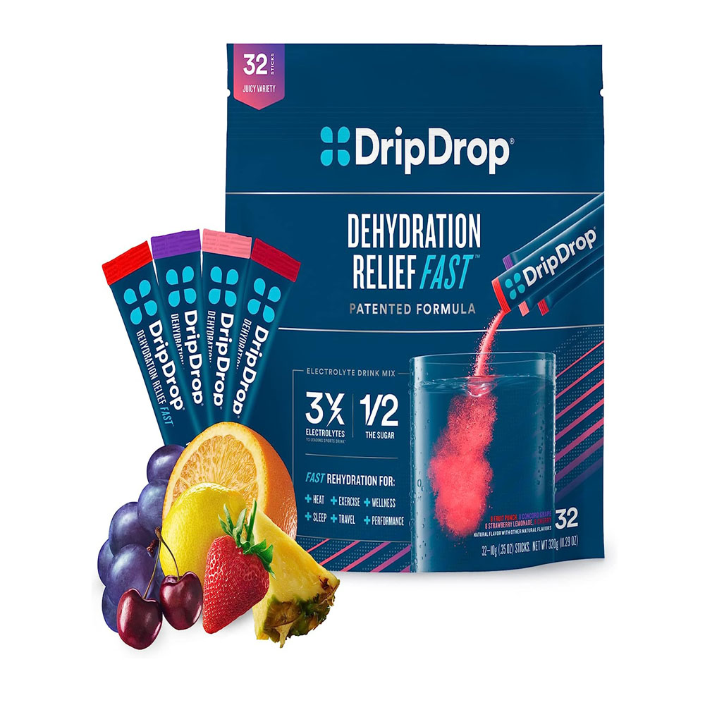 DripDrop Hydration - Electrolyte Powder Packets - Grape, Strawberry Lemonade