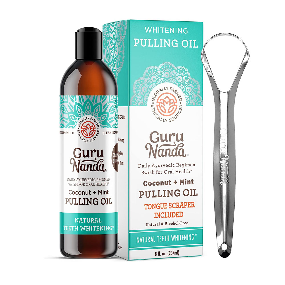 GuruNanda Oil Pulling with Coconut Oil and Peppermint Oil for Oral Health
