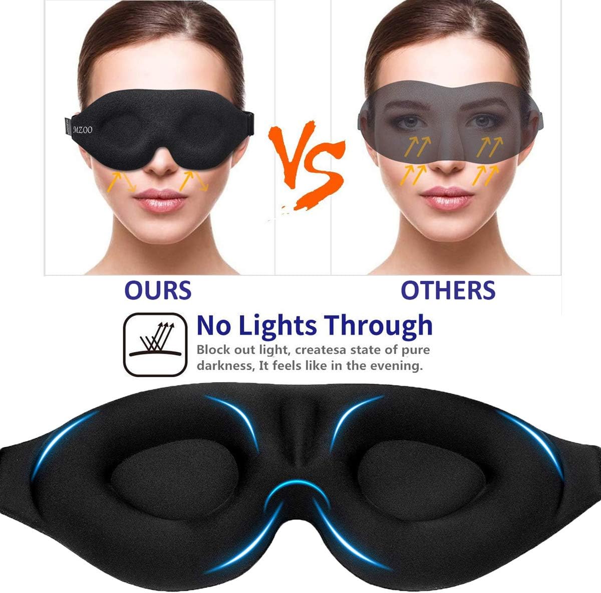 MZOO Sleep Eye Mask for Men Women, 3D Contoured Cup Sleeping Mask - Image 2